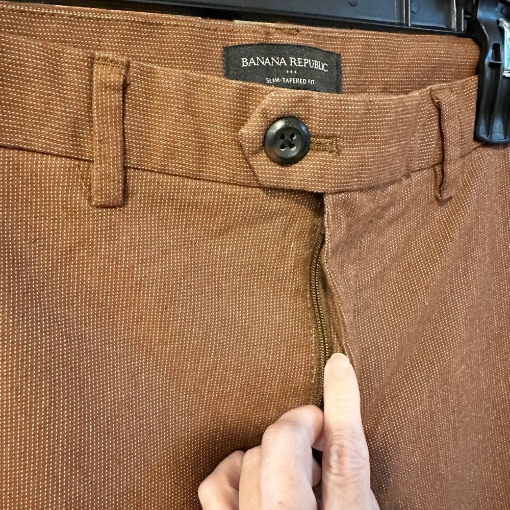 Banana Republic Pants Men 33x32 Brown Slim Tapered Stretch Dress Trousers